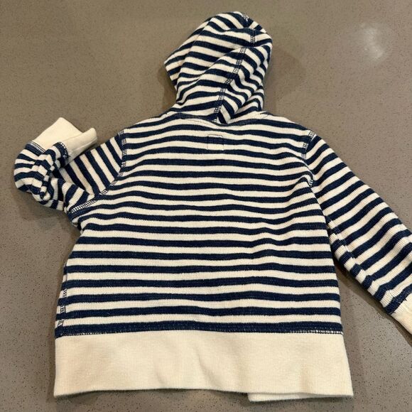 Baby Gap Boys Matching Navy Blue striped set : zip up hoodie & shorts 6-12 month - Picture 6 of 9